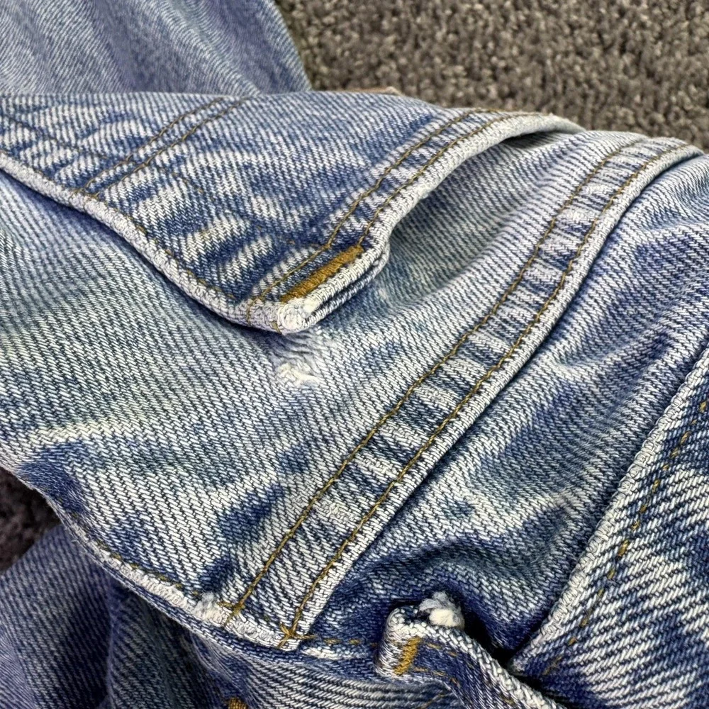 Carhartt Jeans Mens 36x30 Blue Straight Light Wash Denim Distressed Workwear